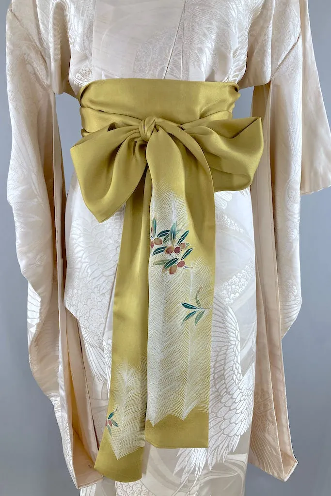 Vintage Ivory Cranes Silk Shiro-Uchikake Wedding Kimono