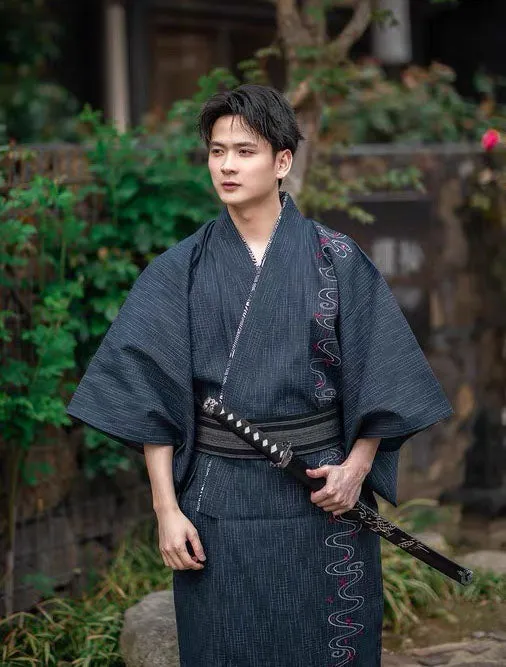 Wave Pattern Men Traditional Yukata