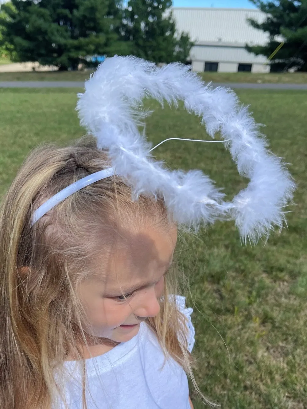 White Angel Headband Feather Halo Kid or Adult Costume Accessory