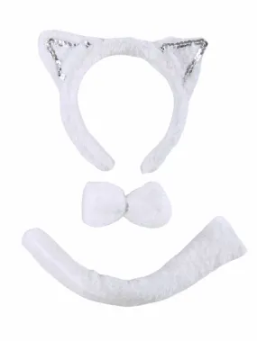 White Cat Girls Headband Ears, Kid or Adult Size Costume Accessories