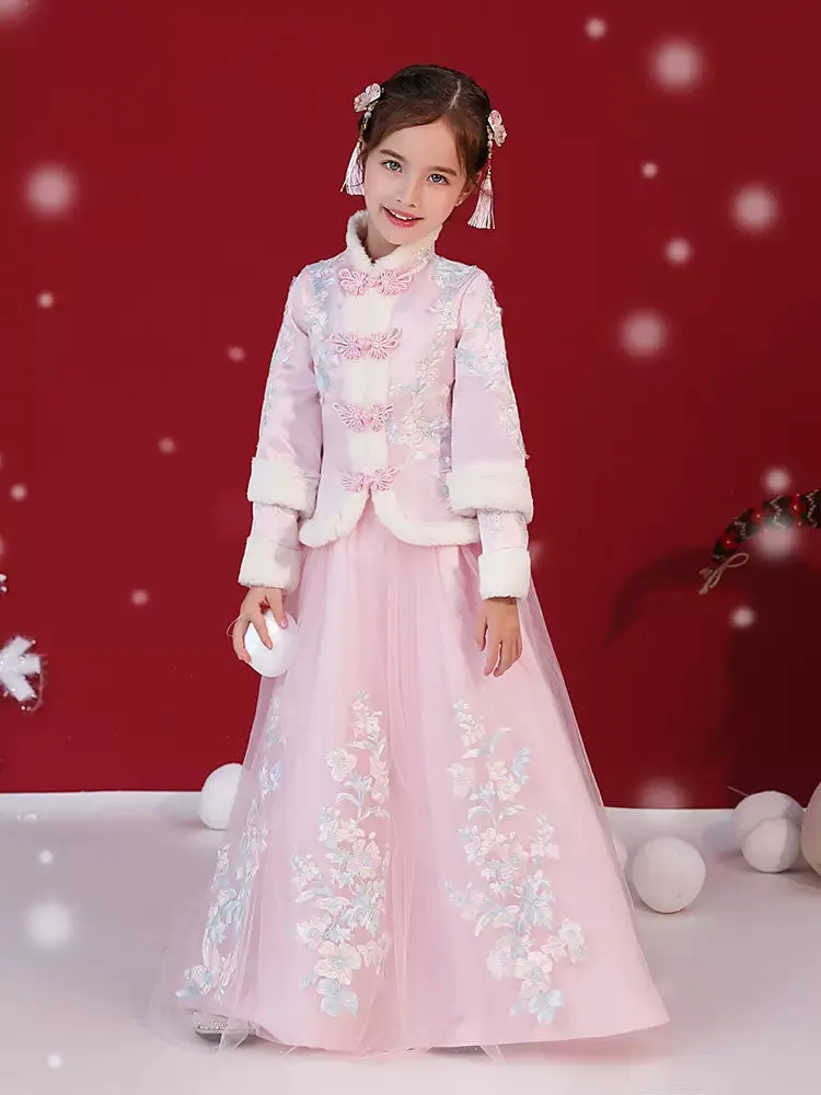 Winter Girl's National Style Thickened Tang Suit Stage Performance Costume