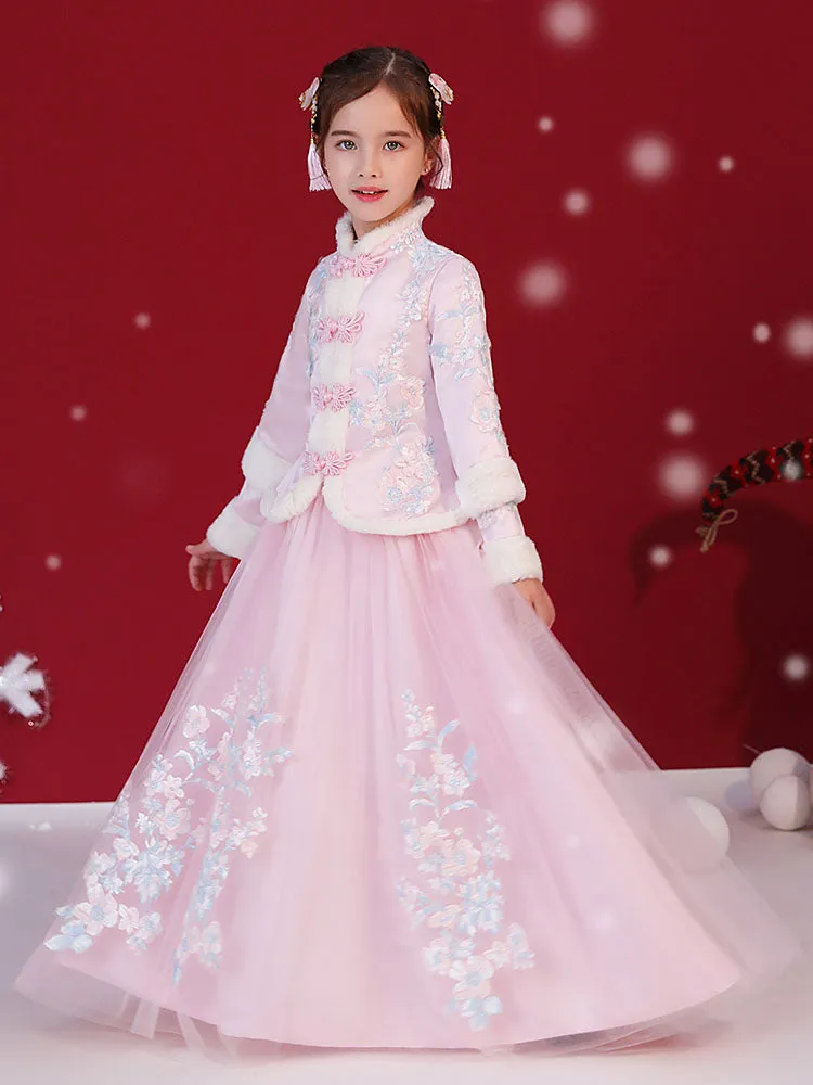 Winter Girl's National Style Thickened Tang Suit Stage Performance Costume
