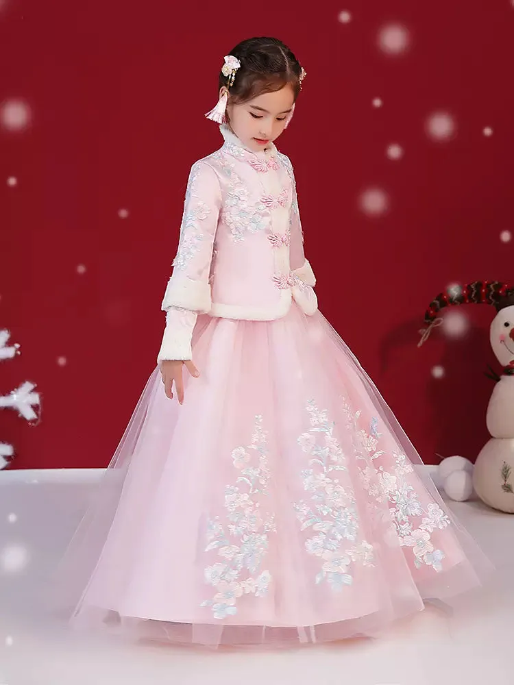 Winter Girl's National Style Thickened Tang Suit Stage Performance Costume