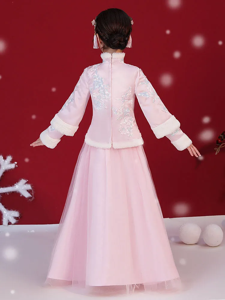 Winter Girl's National Style Thickened Tang Suit Stage Performance Costume