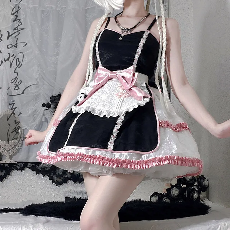 With PUJI~Cat Fist~Chinese Qi Lolita Maid Bolero JSK Set