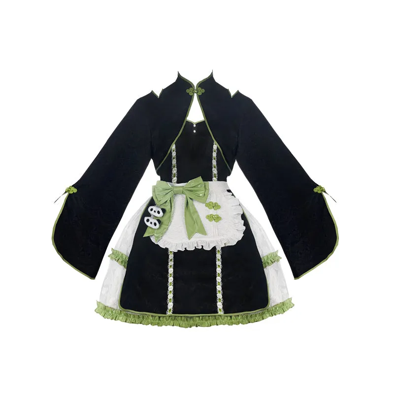 With PUJI~Cat Fist~Chinese Qi Lolita Maid Bolero JSK Set