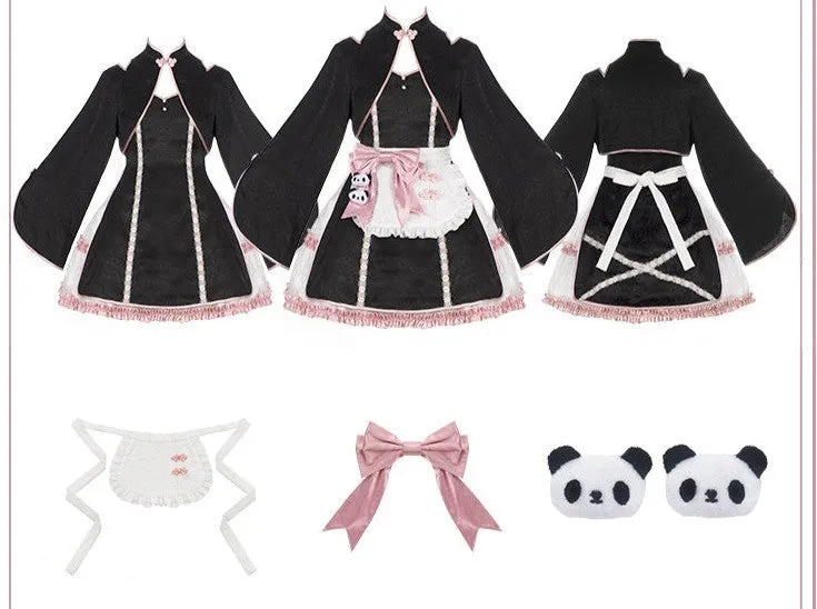 With PUJI~Cat Fist~Chinese Qi Lolita Maid Bolero JSK Set