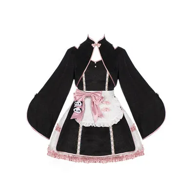 With PUJI~Cat Fist~Chinese Qi Lolita Maid Bolero JSK Set