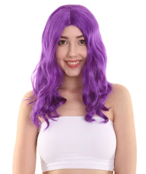 Womens Fantasy Medium Wavy Wig , Purple TV/Movie Wigs , Premium Breathable Capless Cap