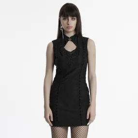 Women's Gothic Cheongsam Collar Floral Embroidered Prom Dress