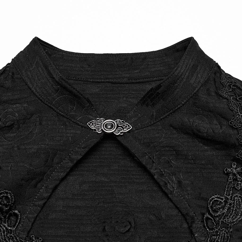 Women's Gothic Cheongsam Collar Floral Embroidered Prom Dress