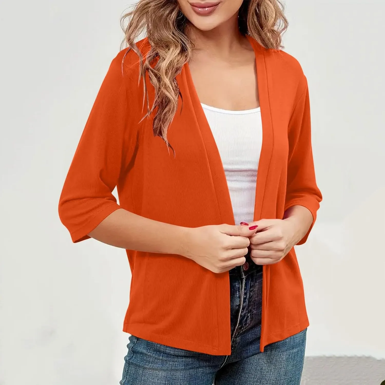 Women's Longer Length Open Front Cardigan 2025 Summer Sun Protection Cover Ups Trendy Half Sleeve Maxi Duster Coats