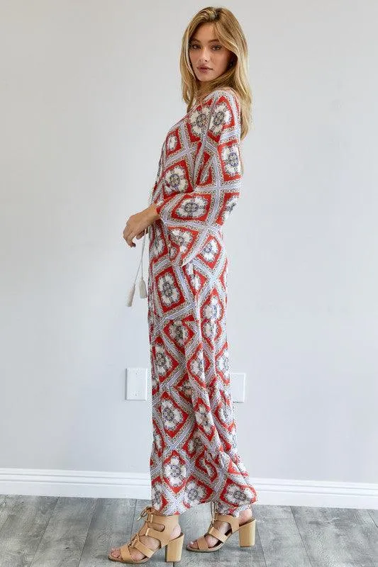 Womens Printed Long Sleeve Loose Kimono