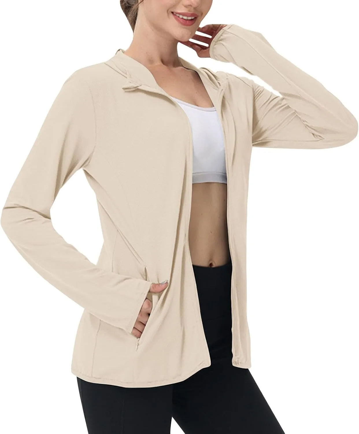 Women's Sun Protection Jacket Cooling Hooded SPF Shirts Lightweight Long Sleeve UV Clothing for Outdoor Hiking Running