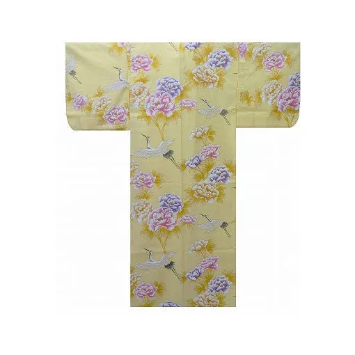 Women's Yukata: Crane & Peony
