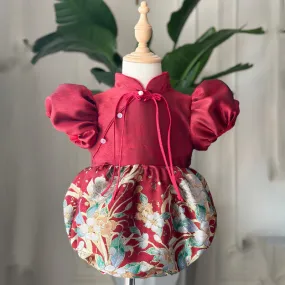 Xiangtuibao Girl's Birthday Banquet Dress Baby Girl's Crown Dress Baby Zhuazhou National Style Little Princess Tang Suit Children's Bags P