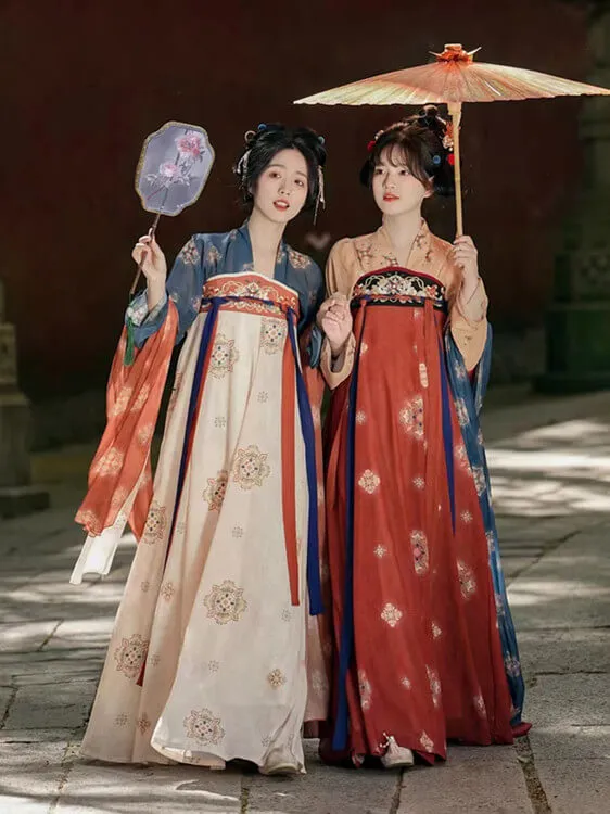 Yellow and Red Traditional Tang Hanfu Suit